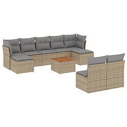 Maison Chic Salon de jardin avec coussins 10 pcs | Ensemble de Table et chaises | Mobilier d'Extérieur beige résine tressée -GKD41743