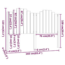 vidaXL Tête de lit Noir 166x4x110 cm Bois massif de pin pas cher