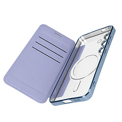 Avizar Étui Clapet pour Samsung S24 Compatible MagSafe Protection RFID Bleu Clair