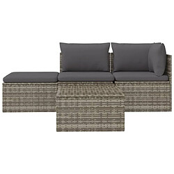 Acheter Maison Chic Salon de jardin 4 pcs + coussins - Mobilier/Meubles de jardin - Table et chaises d'extérieur Gris Résine tressée -MN87129