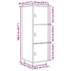 vidaXL Buffet haut Gris 34x40x108,5 cm Bois massif de pin pas cher