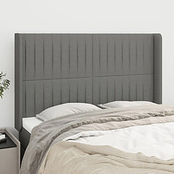 Maison Chic Tête de lit scandinave avec oreilles,meuble de chambre Gris foncé 147x16x118/128 cm Tissu -MN48718