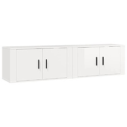 vidaXL Meubles TV muraux 2 pcs blanc brillant 80x34,5x40 cm