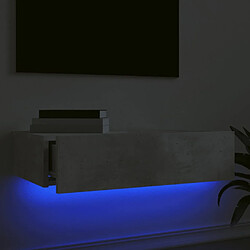 Avis vidaXL Meuble TV avec éclairage LED gris béton 60x35x15,5 cm