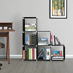 SONGMICS Étagère escalier de 6 Cases Bibliothèque Meuble de Rangement en Tissu Non-tissé 105 x 29 x 105 cm Noir LSN63H