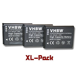 vhbw set 3 batteries 500mAh appareil photo Samsung ES91, MV800, PL20, PL80, PL90, PL100, PL120, PL170, PL171 comme BP70a / BP-70a / SLB-70A / EA-BP70A