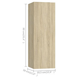 vidaXL Meubles TV 2 pcs Chêne sonoma 30,5x30x90 cm Bois d’ingénierie pas cher