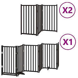 vidaXL Barrière pour chien porte pliable 12panneaux noir bois peuplier