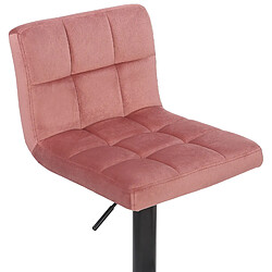 Acheter Decoshop26 Tabouret de bar en velours rose avec pieds en métal noir assise rembourée repose-pieds pivotant TDB10178