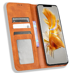 Etui en PU texture vintage, magnétique auto-absorbée avec support pour votre Huawei Mate 50 Pro 4G - marron