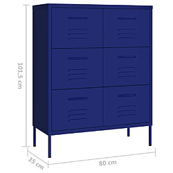 vidaXL Armoire à tiroirs Bleu marine 80x35x101,5 cm Acier pas cher