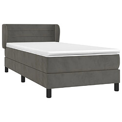 Avis Maison Chic Lit adulte- Lit + matelas,Sommier à lattes de lit et matelas Gris foncé 80x200 cm Velours -GKD84374