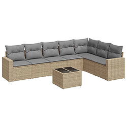 vidaXL Salon de jardin avec coussins 8 pcs beige résine tressée