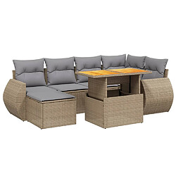 vidaXL Salon de jardin avec coussins 7 pcs beige résine tressée