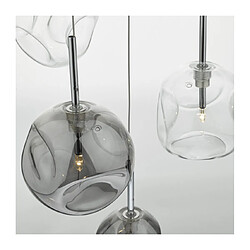 Acheter Luminaire Center Suspension Quinn chrome poli et verre fumé 6 ampoules