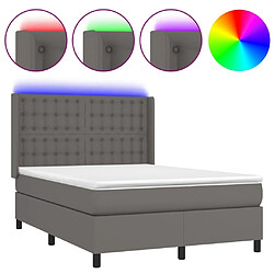 Sommier à lattes et matelas LED,Cadre à lattes de lit pour Adulte Gris 140x190cm Similicuir -MN27031