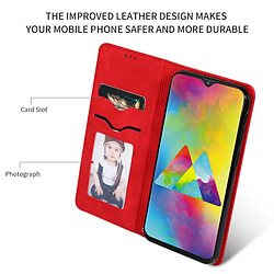 Wewoo Housse Coque Etui en cuir avec rabat horizontal magnétique Business Skin Feel pour Samsung Galaxy M20 rouge