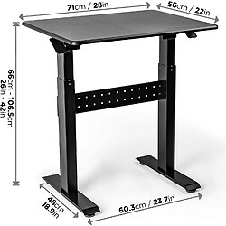 Avis Duronic TM04F Table de Travail Assis-Debout | Support Ergonomique | Noir | Grande Surface 71 x 56 cm | Hauteur Ajustable 66 – 106 cm | 10 kg