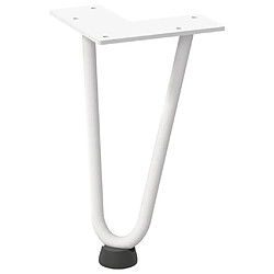 Avis vidaXL Pieds de table en forme d'épingle à cheveux 4 pcs blanc 20 cm