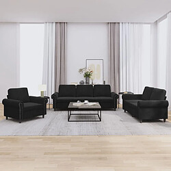 Maison Chic Ensemble de canapés 3 pcs avec coussins, Canapé droit Sofa pour Salon Noir Velours -GKD103843