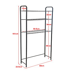 Helloshop26 Étagère de salle de bain à 3 niveaux sur pied 161 x 69 x 24,5 cm noir 03_0007067