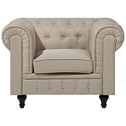 Acheter Beliani Fauteuil CHESTERFIELD Tissu Beige