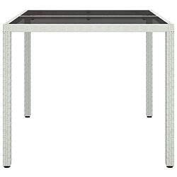 Acheter Maison Chic Table de jardin | Table d'extérieur 90x90x75cm Verre trempé et résine tressée Blanc -GKD11519