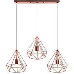 STOEX Lustre Suspension industrielle en forme Cage Diamant 3 Lumière E27 Eclaira