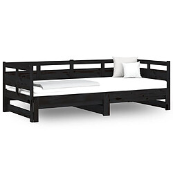 vidaXL Lit coulissant sans matelas noir 2x(90x190) cm