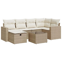 vidaXL Salon de jardin avec coussins 7 pcs beige résine tressée