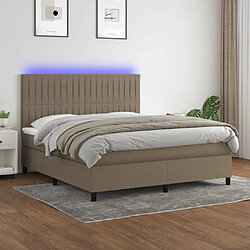 vidaXL Sommier à lattes de lit et matelas et LED Taupe 160x200cm Tissu