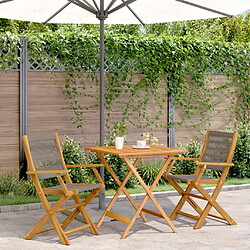 vidaXL Ensemble de bistro 3 pcs gris polypropylène et bois massif