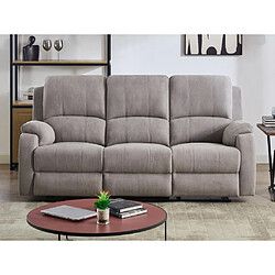 Vente-Unique Canapé 3 places, 2 places et fauteuil relax en microfibre gris clair BRODY pas cher