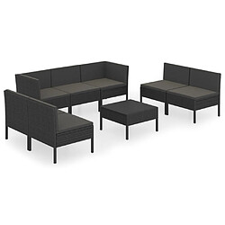 vidaXL Salon de jardin 8 pcs avec coussins résine tressée noir