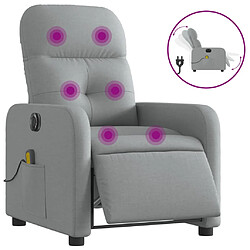 vidaXL Fauteuil de massage inclinable électrique gris clair tissu