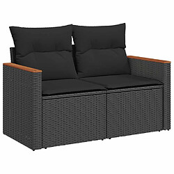 Acheter vidaXL Salon de jardin 7 pcs avec coussins noir résine tressée