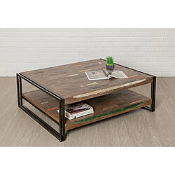 Mes Table basse 120x40x100 cm double plateaux en teck recyclé - TUNDRA