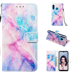 Wewoo Coque Fashion Etui de protection en cuir pour Huawei P30 Lite Marbre Rose Bleu