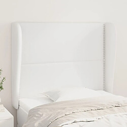 Maison Chic Tête de lit scandinave avec oreilles,meuble de chambre Blanc 93x23x118/128 cm Similicuir -MN96106