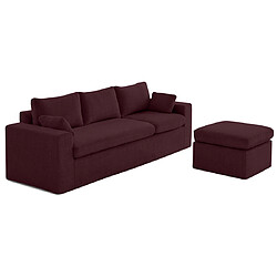 Lisa Design Calgary - canapé d'angle déhoussable et modulable 3 places + 1 pouf en velours texturé pas cher