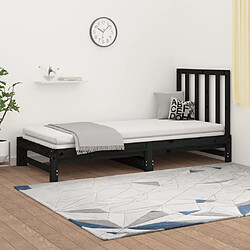 vidaXL Lit coulissant sans matelas noir 2x(90x200) cm