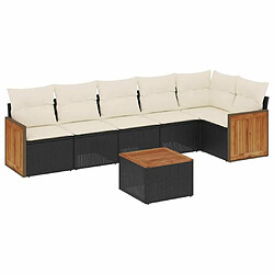 Maison Chic Ensemble Tables et chaises d'extérieur 7pcs avec coussins,Salon de jardin noir résine tressée -GKD443273