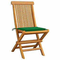 Maison Chic Lot de 6 Chaises de jardin,Fauteuil d'extérieur avec coussins vert Bois de teck massif -MN46417