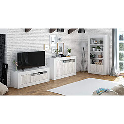 Acheter Pegane Buffet avec 3 portes et 1 étagère coloris blanc artic / blanc poli - Hauteur 87 x Longueur 144 x Profondeur 42 cm