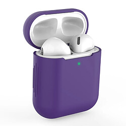 Coque en silicone avec chargement sans fil violet foncé pour votre Apple AirPods (2019)/(2016)