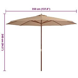 Acheter ComfortXL Parasol Avec Mât En Bois 350 Cm Taupe