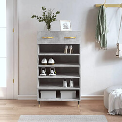 Maison Chic Armoire à Chaussures Gris béton,Meuble de Rangement à Chaussures 60x35x105 cm bois d'ingénierie -MN28659