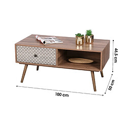 CONSOLE TABLE DE SALON RECTANGULAIRE MEUBLE TV TABLE BASSE DECORE 1 TIROIR 100X50XH46,5CM+Urban Living