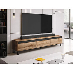 Bestmobilier Lord - meuble TV - bois et noir - 185 cm - style industriel