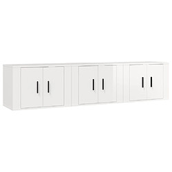 vidaXL Meubles TV muraux 3 pcs blanc brillant 57x34,5x40 cm